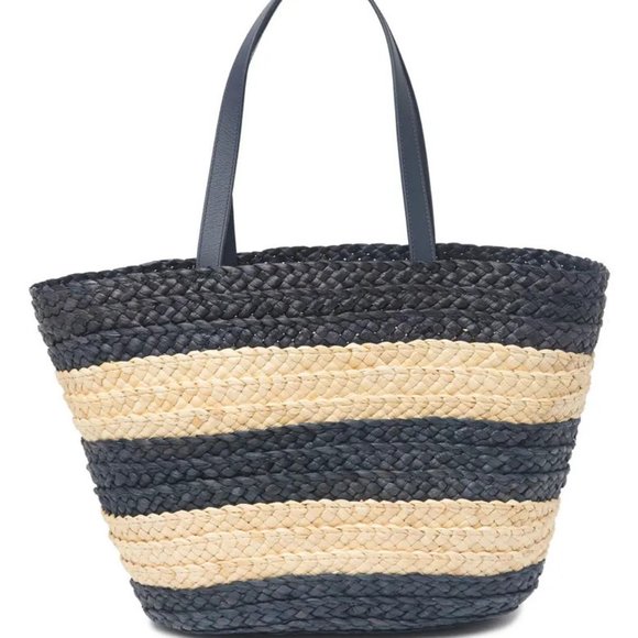 Kate Spade Shore Thing Out And About Straw Tote Beach Picnic Straw Tote Striped - Picture 3 of 5